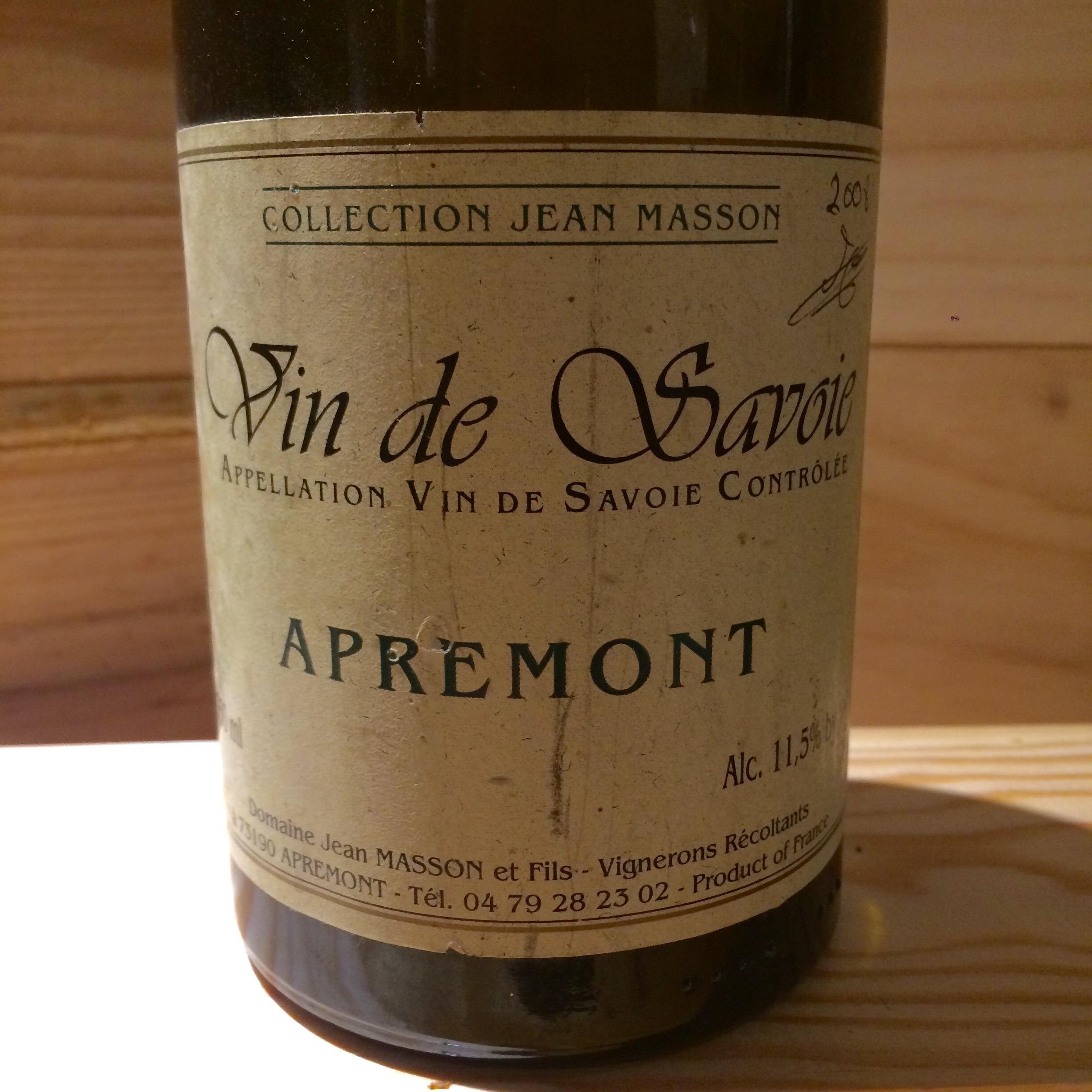 Vin Blanc Savoie Apremont Collection Jean Masson 2008