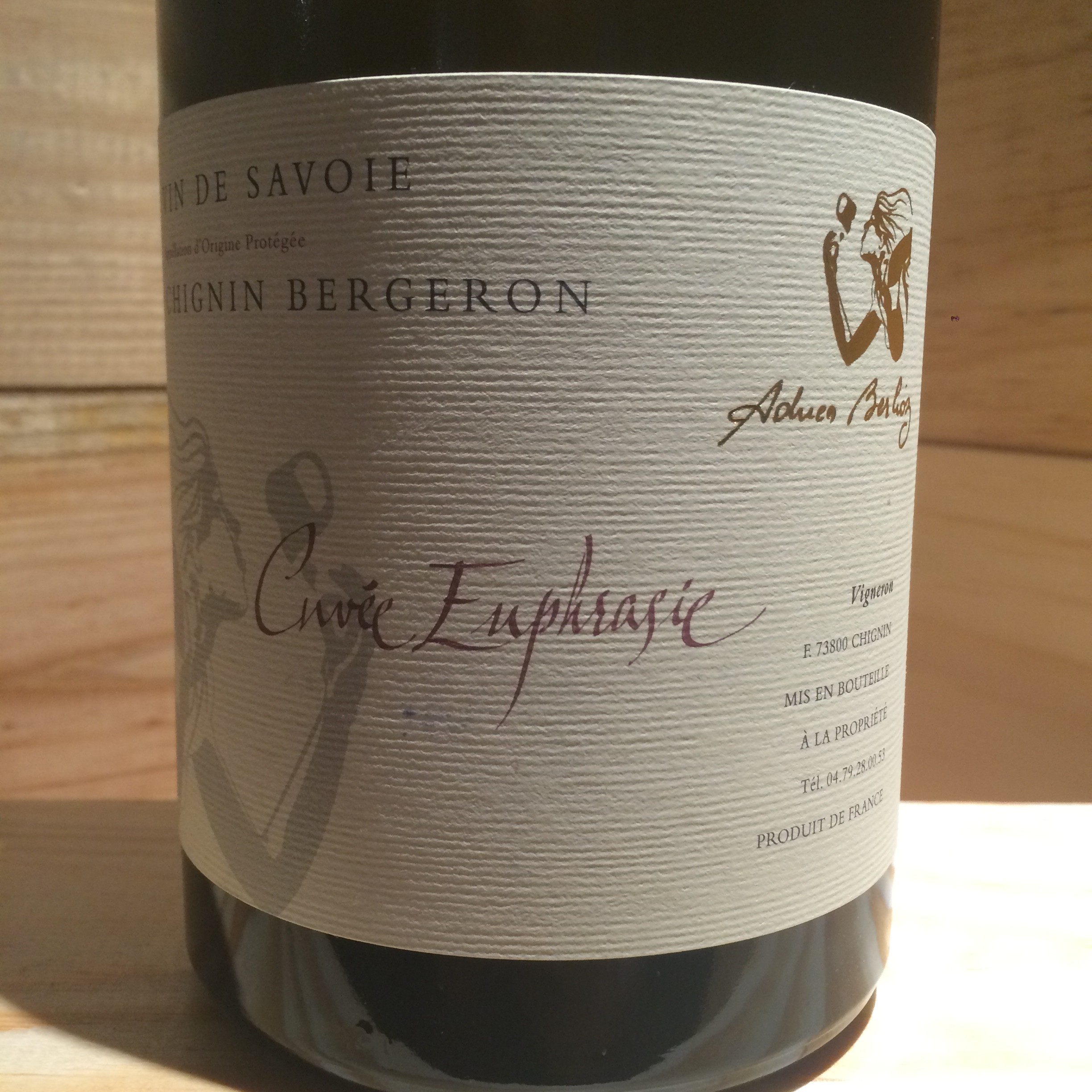 Vin Blanc Savoie Chignin Bergeron Euphrasie Adrien Berlioz 2018 BIO
