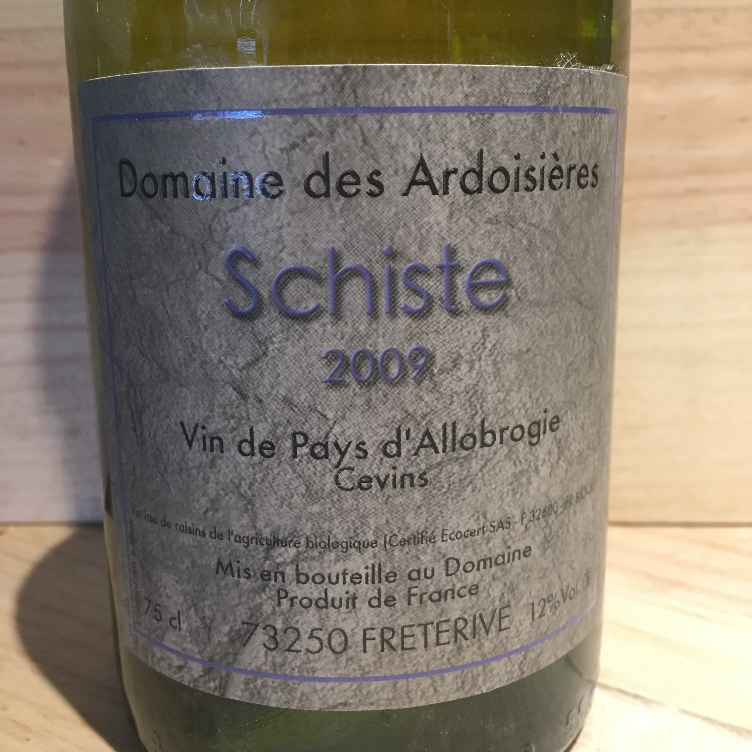 Vin Blanc Savoie Schiste Domaine des Ardoisières I.G.P Allobrogie Brice Omont 2009